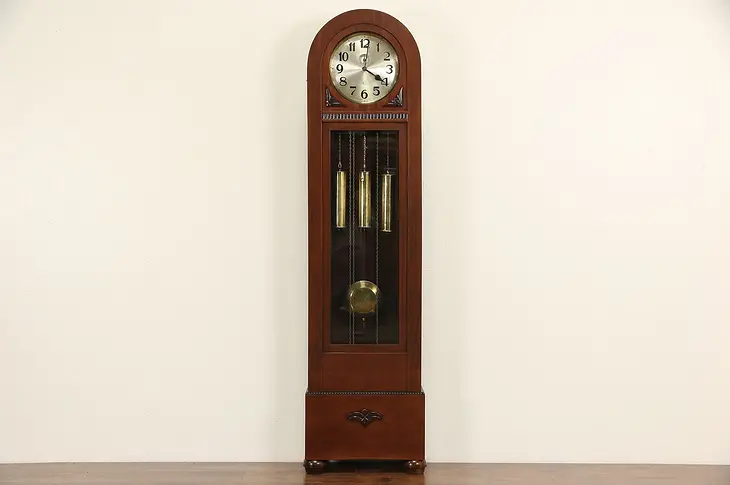 Art Deco 1915 Winterhalter Signed German Grandfather Long Case Westminster Clock