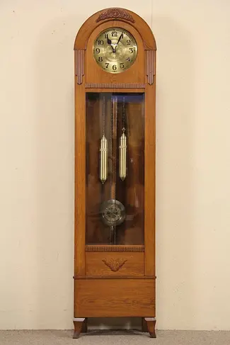 Oak Tall Case Grandfather Clock, 1915 Antique Berlin Germany