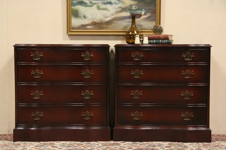 Pair of Serpentine Nightstands, Small Chests or End Table