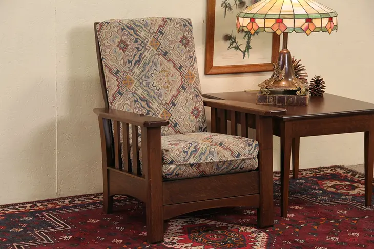 Arts & Crafts Mission Oak 1900 Antique Reclining Morris Chair