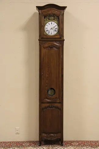 Country French Oak Tall Case Grandfather Clock