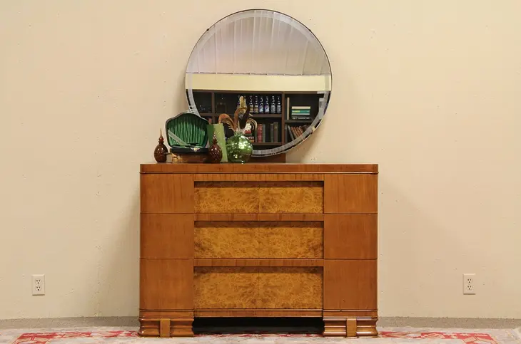 Art Deco Chest or Dresser, Swivel Mirror