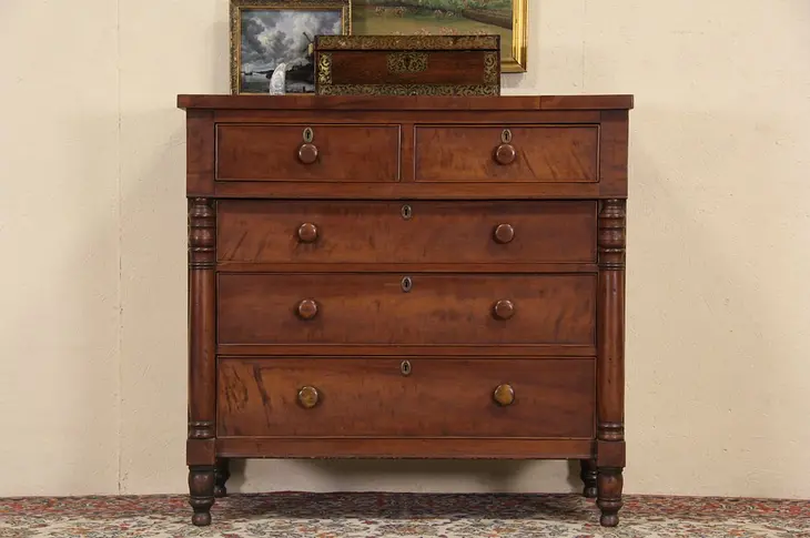 Sheraton 1825 Antique Cherry New England Chest or Dresser