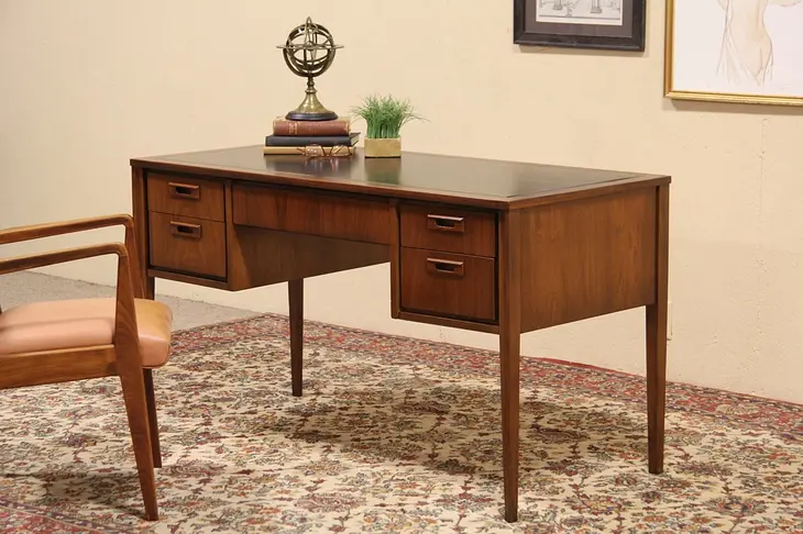 Midcentury Modern Teak & Leather 1960's Vintage Desk