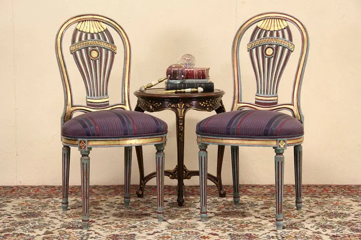 Pair of Painted Balloon Vintage Chairs from Florence, Italy
