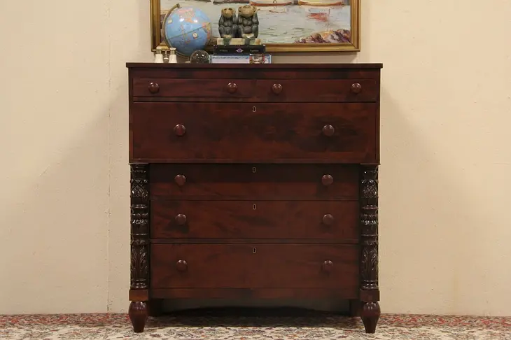 Empire 1830's Antique Cherry & Mahogany Chest or Dresser