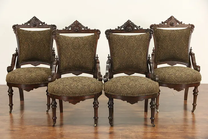 Victorian Renaissance 1870's Antique Jenny Lind set of 2 Chairs