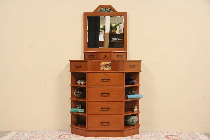 Artisan Made Cherry & Peacock Display Cabinet & Chest, Bruce Bodden