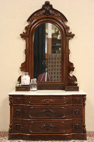 Rosewood 1860 Antique Marble Top Dresser, Chest or Vessel Sink Vanity