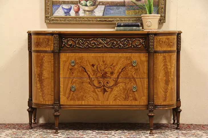 Satinwood Marquetry 1925 Console, Linen Chest or Dresser