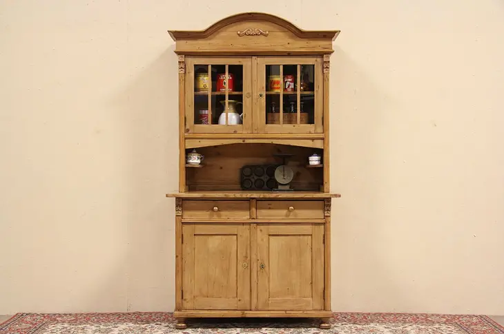 Country Pine Antique Pantry Cupboard, Server or Bar Cabinet