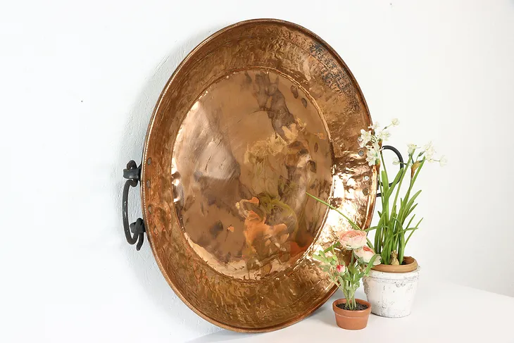 Solid Copper Vintage 29" Banquet Serving Tray or Wall Plaque #37947