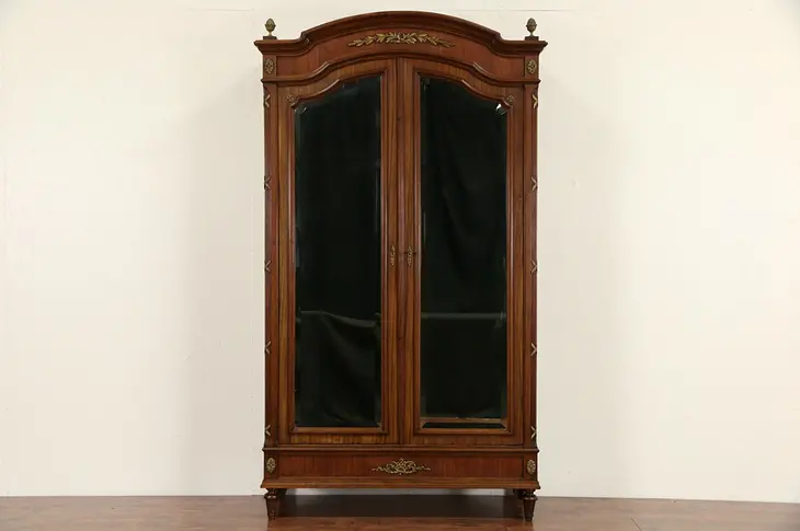 French Empire Antique Armoire, Mahogany and Bronze Mounts