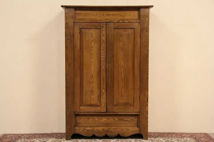 Country Oak & Ash Antique 1860 Armoire or Linen Cabinet