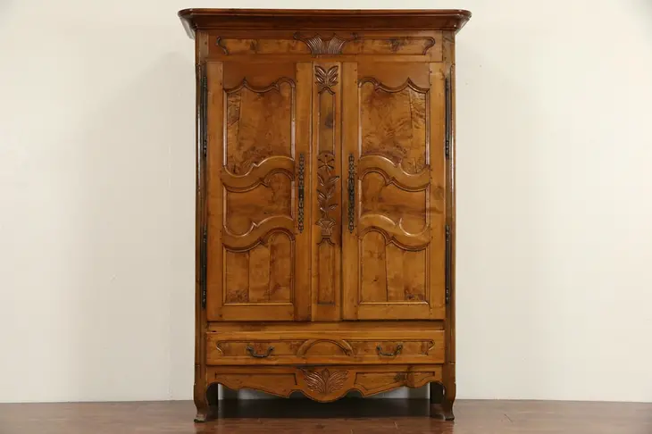 Country French Provincial 1780 Antique Fruitwood Armoire, Wardrobe or Closet