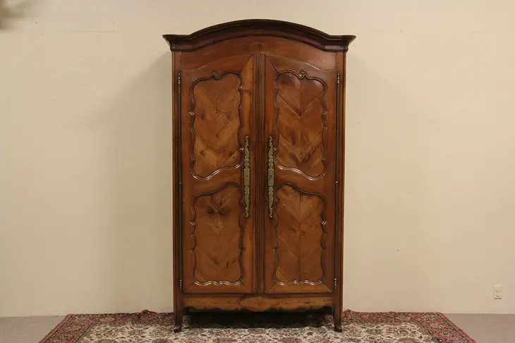 French Cherry 1790 Antique Hand Carved Armoire
