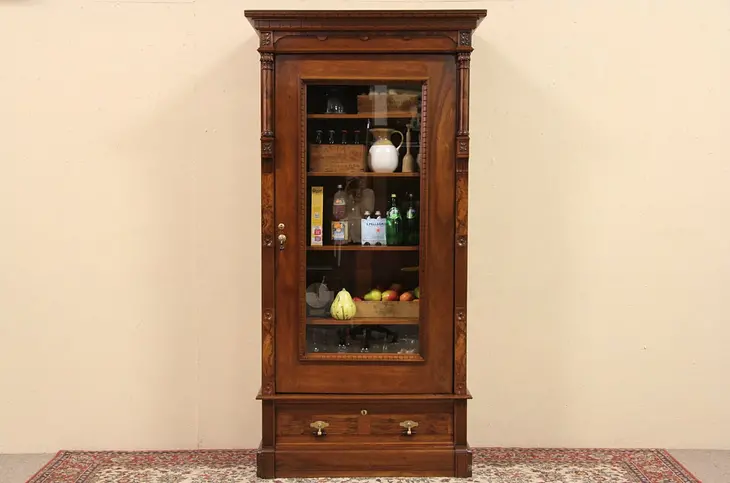 Victorian Eastlake Armoire, Bookcase or Display Cabinet