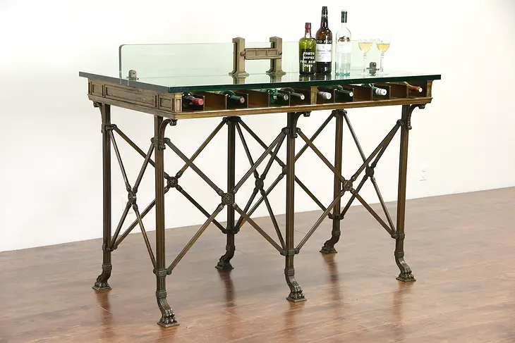 Bronze Bank Counter 1900 Architectural Salvage, Kitchen Island Wine Cheese Table