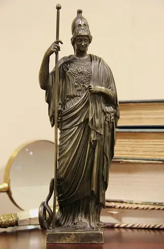 Athena Bronze Goddess of War with Serpent