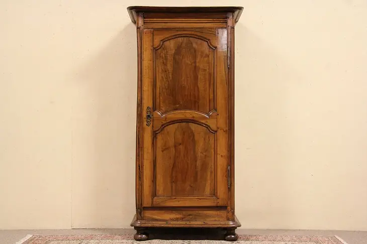 Country French 1790 Antique Carved Armoire, 1 Door