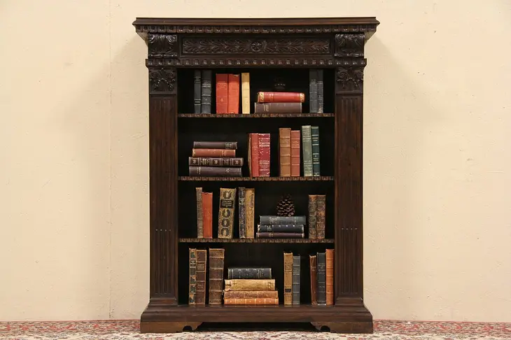 Italian Classical Hand Carved Antique 1910 Bookcase