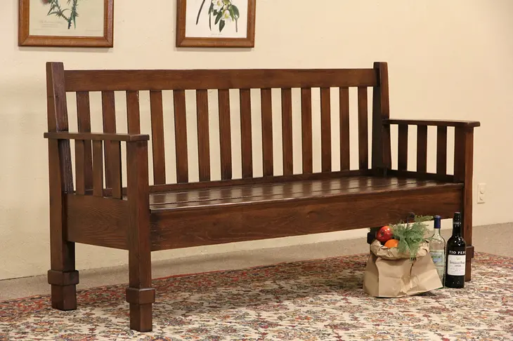 Arts & Crafts Mission Oak 1900 Bench or Settee