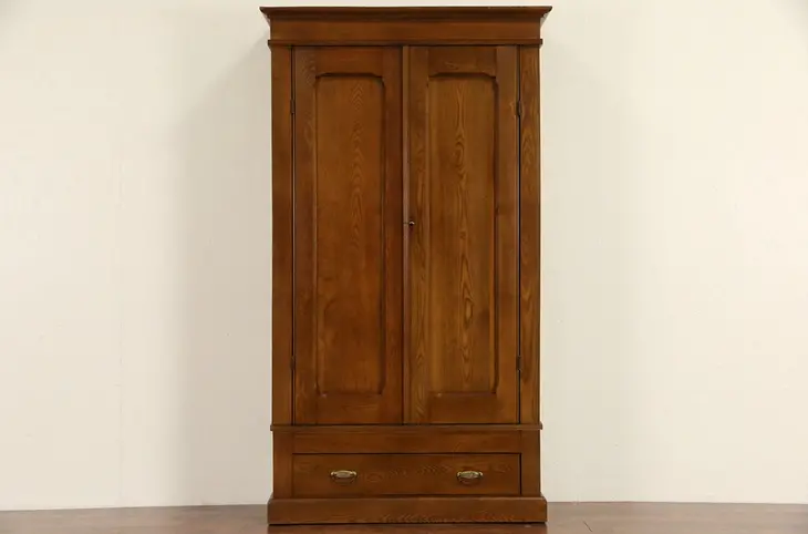 Oak & Ash 1890 Antique Armoire, Wardrobe or Closet