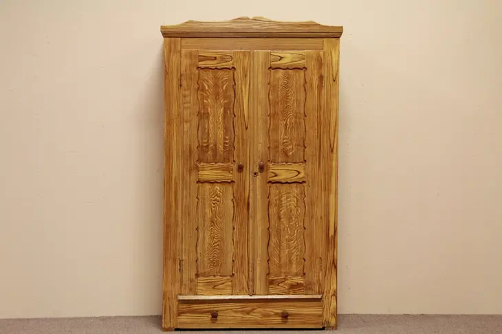 Country Pine Antique Grained Armoire or Wardrobe