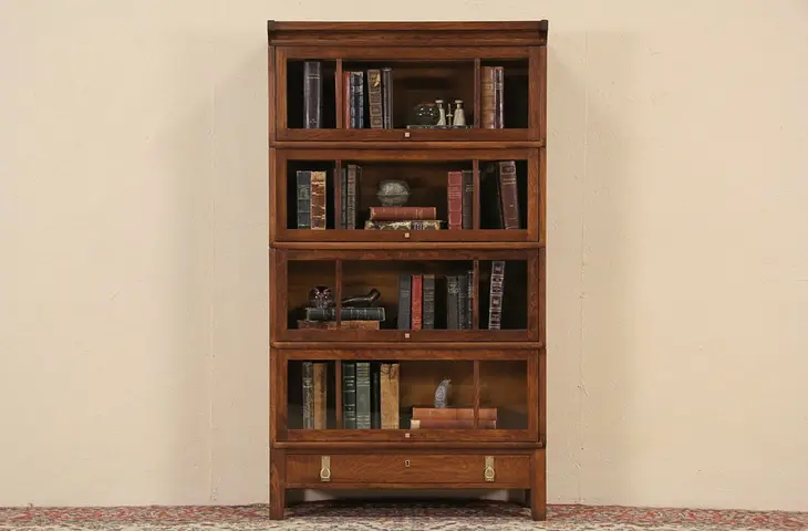 Viking Arts & Crafts Mission Oak 1908 Pat.  4 Stacking Lawyer Bookcases