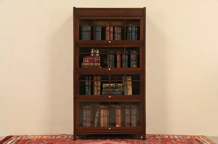 Arts & Crafts Mission Oak 4 Stack 1900's Lawyer or Barrister Bookcase