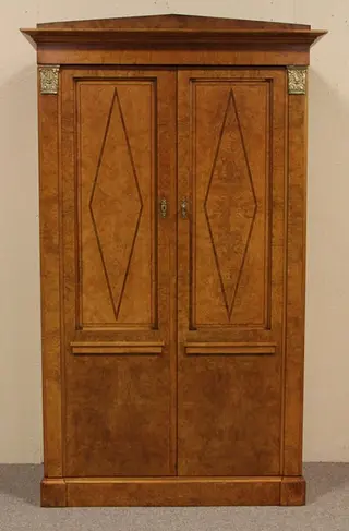 Baker Classical Burl Armoire, TV or Linen Cabinet