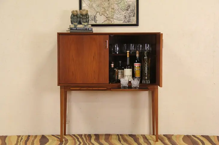 Midcentury Danish Modern Teak 1960 Vintage Bar Cabinet