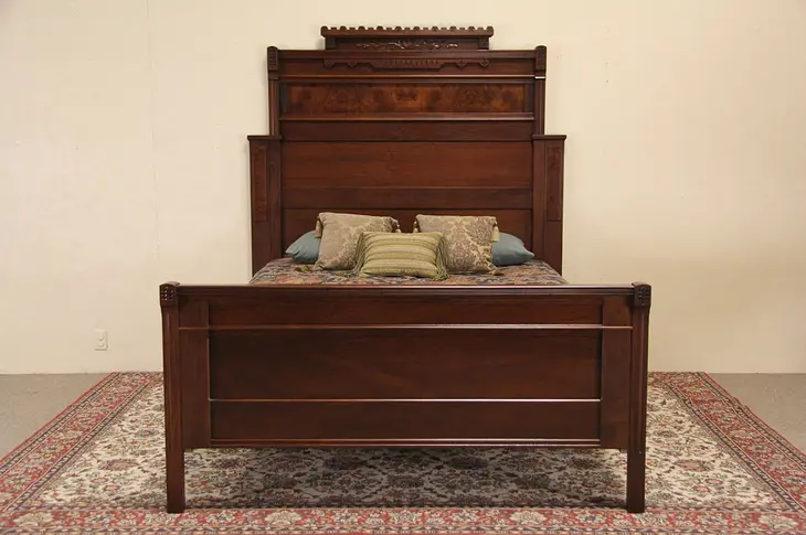 Victorian Eastlake 1870 Antique Queen Size Bed