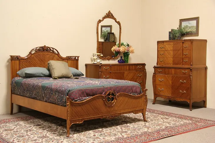 French Style 1940 Vintage 4 Pc. Full Size Bedroom Set