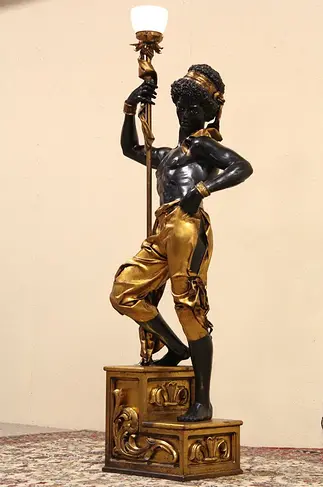 Blackamoor Vintage Italian Statue with Lamp