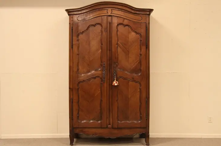French Country 1780 Carved Fruitwood Armoire