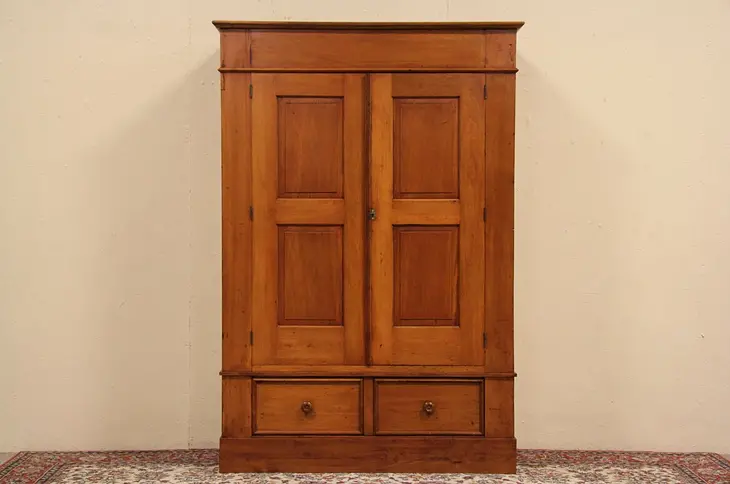 Country Pine 1890 Antique Armoire or Wardrobe Closet