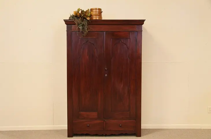 Antique Victorian Country Pine Armoire 1860