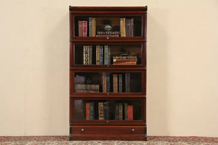 Globe Wernicke 4 Stack 1900 Antique Lawyer or Barrister Bookcase