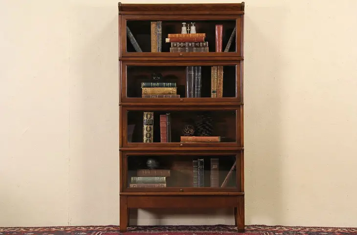 Oak Globe Wernicke 1900 Antique Stacking 4 Section Lawyer Bookcase