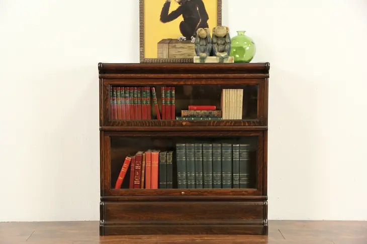 Oak 1900 Antique 2 Section Stacking Lawyer Bookcase