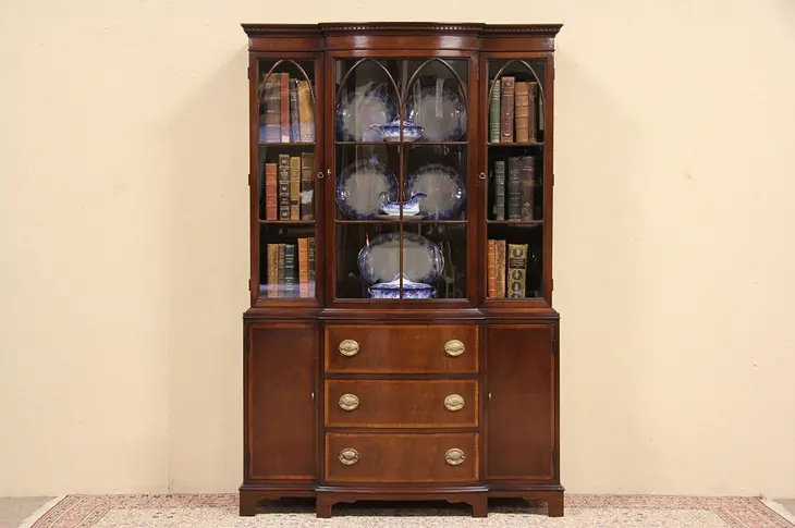 Fancher NY Vintage Breakfront China Cabinet Bookcase