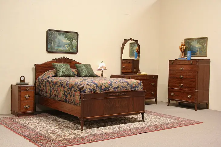 French Art Deco Design 1930's Full Size Bedroom Set