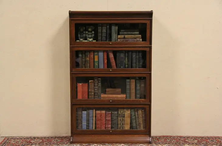 Oak 4 Stack Lawyer 1900 Antique Bookcase