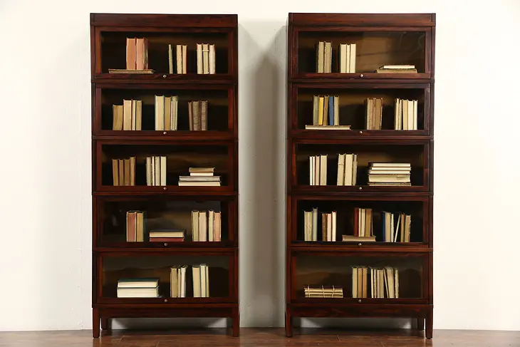 Pair of Globe Wernicke Signed 1915 Era 5 Stack Lawyer Bookcases