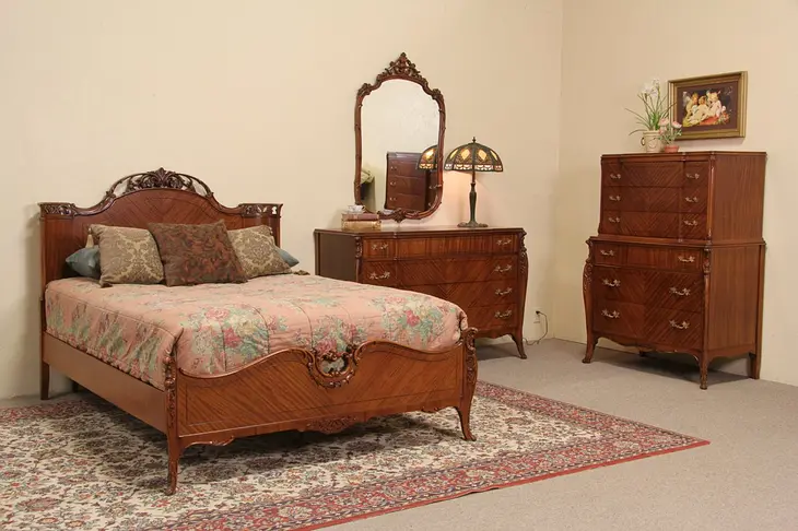 French Style 1940's Vintage Joerns 4 Pc. Full Size Bedroom Set