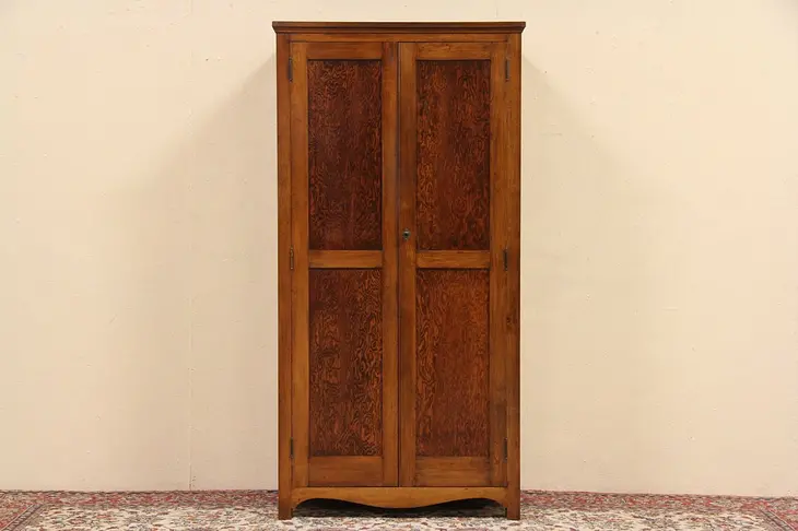Pine 2 Door 1910 Antique Armoire, Pantry Cupboard or Closet