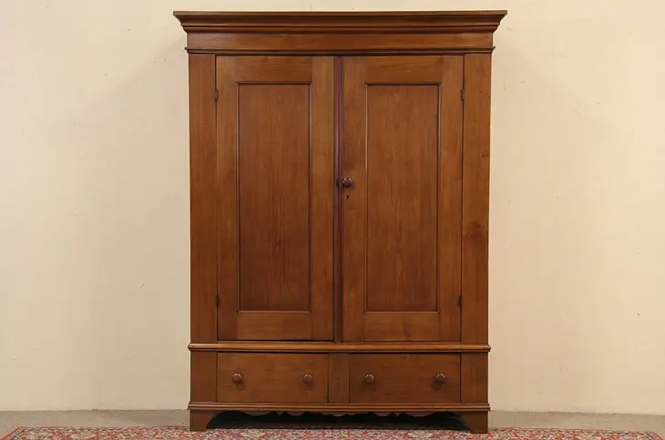 Country Armoire, Closet or Wardrobe, 1860 Antique Walnut