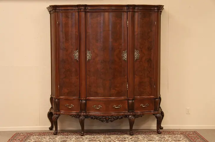 Carved Italian Antique Triple Armoire