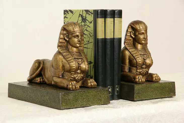 Pair of Egyptian Sphinx 1900's Antique Bookends or Sculptures